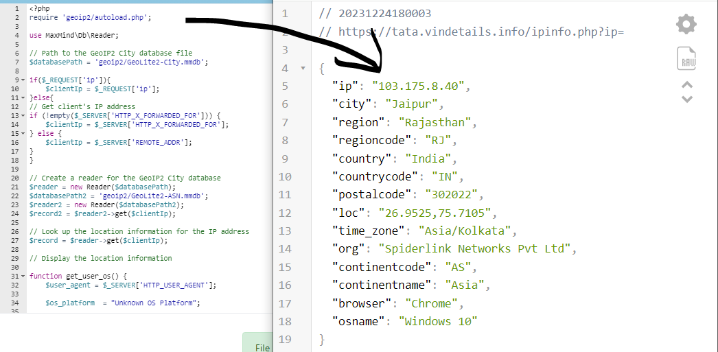 ip address lookup location php script